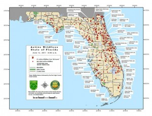 A few of the fires burning around the Jacksonville area in summer 2011
